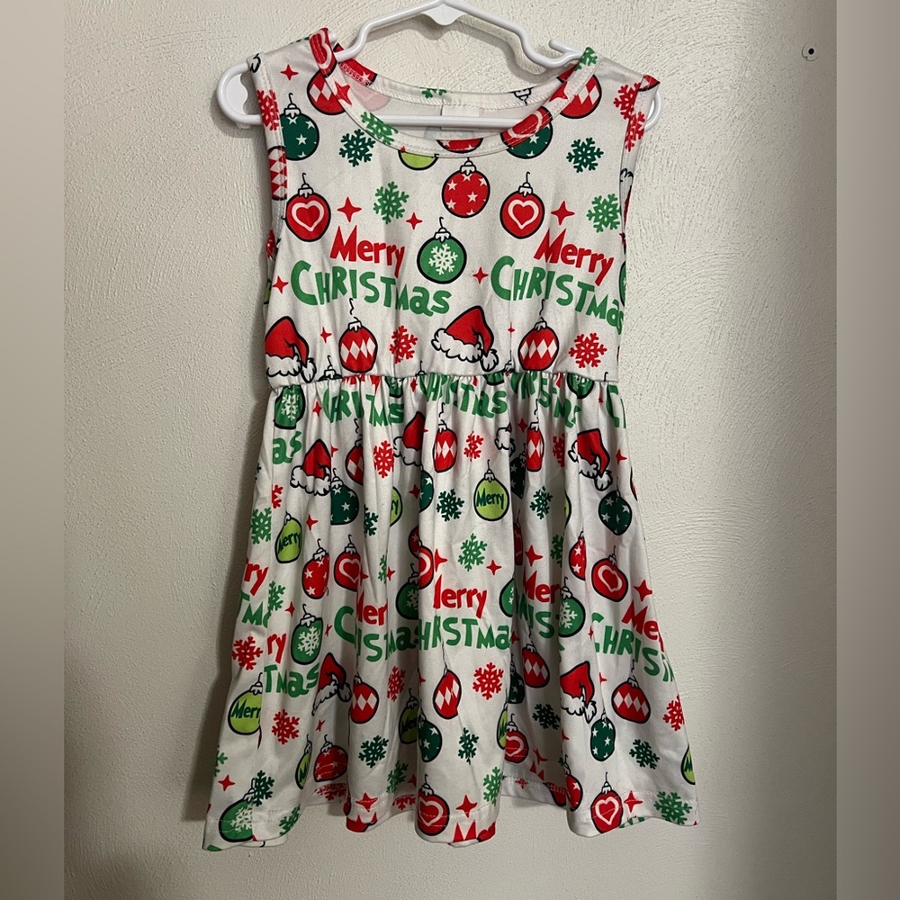 NO BRAND Classic Sleeveless Christmas Casual Dress Red Green White Girl's Sz 4-5